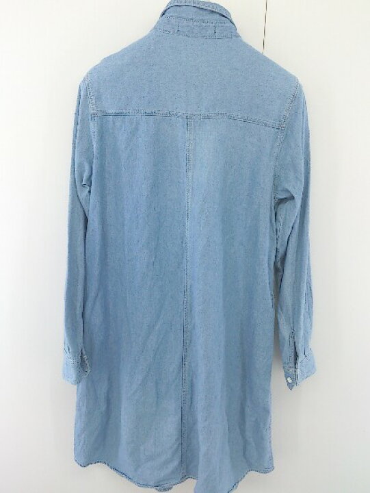 ◇ ◎ chocol raffine robe ショコラフィネ ローブ デニム生地 長袖 膝下丈 シャツ ワンピース サイズM ブルー レディース 【中古】 フクワウチ chocol ショコラフィネローブ シフォンボタンシャツワンピース♡美品
