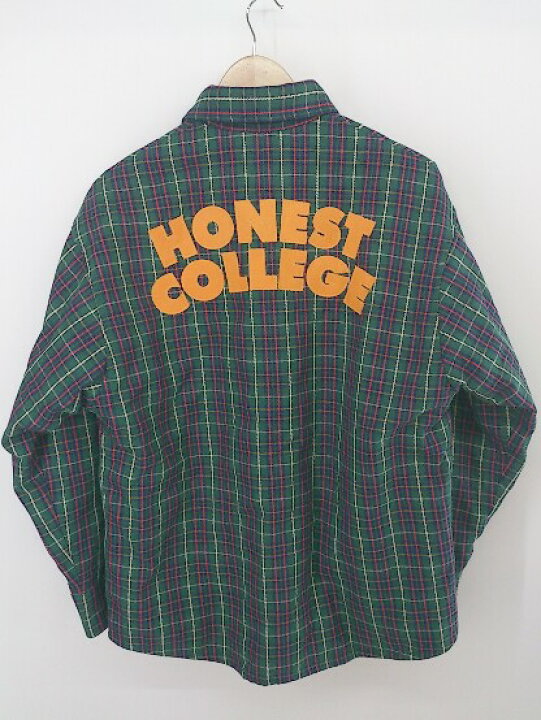 美品 STUDIO SEVEN GU HONEST COLLEGE チェック 中綿 長袖 ジャケット サイズ S グリーン マルチ メンズ P 中古 フクワウチ
