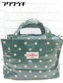 ■ Cath Kidston キャスキッドソン ドット 水玉 ロゴ ハンド バッグ グリーン ベージュ レディース 【中古】