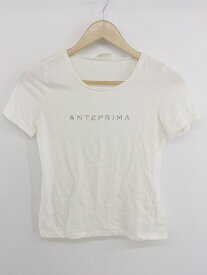 ◇ ANTEPRIMA アンテプリマ ラインストーン 半袖 Tシャツ カットソー サイズ38 オフホワイト系 レディース P 【中古】