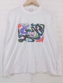 ◇ green label relaxing グリーンレーベル UNITED ARROWS プリント 長袖 Tシャツ カットソー サイズM ホワイト メンズ P 【中古】