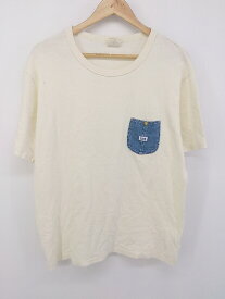 ◇ Lee リー 胸ポケット 半袖 Tシャツ カットソー サイズL ライトベージュ系 ブルー系 メンズ P 【中古】