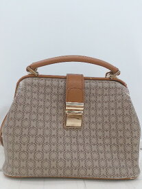 ◇ ◎ one after another NICE CLAUP おしゃれ 総柄 がま口 ショルダー ハンド バッグ グレージュ キャメル系 レディース E 【中古】