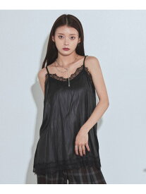 【SALE／39%OFF】レザーライクレースドッキングキャミ PAGEBOY ページボーイ トップス キャミソール ブラウン ブラック【RBA_E】【送料無料】[Rakuten Fashion]