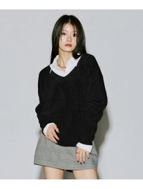 チビモールVネックプルオーバー PAGEBOY ページボーイ トップス ニット ブラック パープル【送料無料】[Rakuten Fashion]