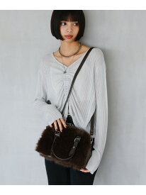 【SALE／25%OFF】フェイクファーボストンBAG PAGEBOY ページボーイ バッグ ショルダーバッグ ブラック ブラウン【RBA_E】【送料無料】[Rakuten Fashion]