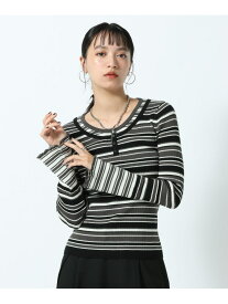レイヤードボーダーヘンリートップス PAGEBOY ページボーイ トップス カットソー・Tシャツ ブラック ブルー【送料無料】[Rakuten Fashion]