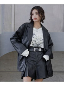 【SALE／40%OFF】フェイクレザーテーラーシャツジャケット PAGEBOY ページボーイ ジャケット・アウター テーラードジャケット・ブレザー ブラック ホワイト ブラウン【RBA_E】【送料無料】[Rakuten Fashion]