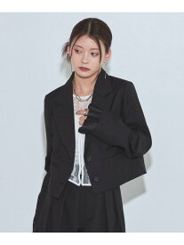 プリーツスリーブショートジャケット PAGEBOY ページボーイ ジャケット・アウター テーラードジャケット・ブレザー グレー ブラック【送料無料】[Rakuten Fashion]