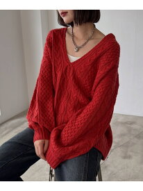 【SALE／50%OFF】ケーブルVネックプルオーバー PAGEBOY ページボーイ トップス ニット ブルー ホワイト ブラック レッド ベージュ ブラウン グリーン【RBA_E】[Rakuten Fashion]