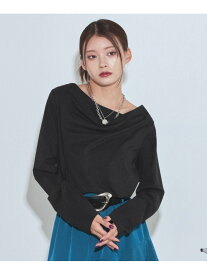 ラメドレープカットトップスロングスリーブ PAGEBOY ページボーイ トップス カットソー・Tシャツ ブラック ネイビー グレー【送料無料】[Rakuten Fashion]