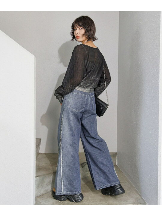 楽天市場】【SALE／43%OFF】ストライプデニムワイドパンツ PAGEBOY 