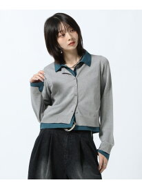 シャツドッキングニットカーディガン PAGEBOY ページボーイ トップス カーディガン グレー ブラック【送料無料】[Rakuten Fashion]