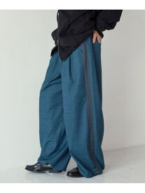 【PBLIM】チェックワイドパンツ PAGEBOYLIM ページボーイ パンツ その他のパンツ ブルー グレー【送料無料】[Rakuten Fashion]