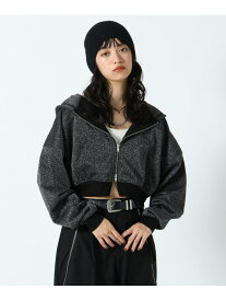 【SALE／10%OFF】グロッシーショートパーカー PAGEBOY ページボーイ トップス スウェット・トレーナー グレー ブラック【RBA_E】【送料無料】[Rakuten Fashion]