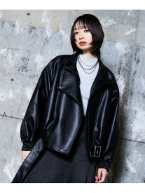 フェイクレザーバルーンライダース PAGEBOY ページボーイ ジャケット・アウター ライダースジャケット ブラック【送料無料】[Rakuten Fashion]