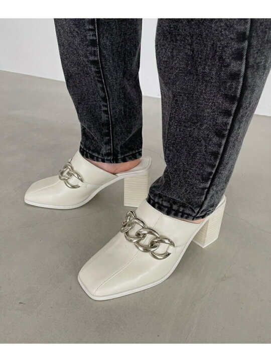 楽天市場 Sale 13 Off モードチェーンミュール Pageboy ページボーイ シューズ サンダル ミュール ホワイト ブラック Rba E 送料無料 Rakuten Fashion Pageboy