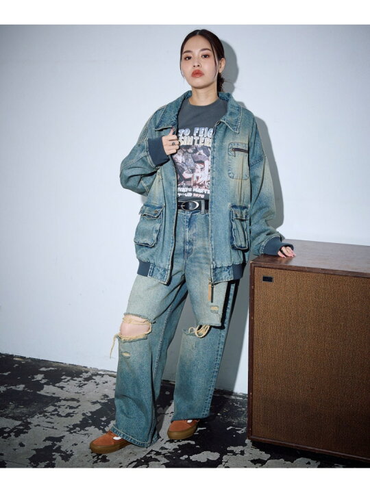 楽天市場】【SALE／25%OFF】【PBLIM】ダメージデニムブルゾン 