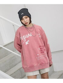 ハンドペイントグランジスウェット PAGEBOY ページボーイ トップス スウェット・トレーナー グレー ピンク【送料無料】[Rakuten Fashion]