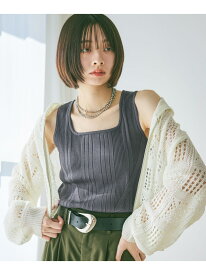 スクエアネックリブタンク PAGEBOY ページボーイ トップス ノースリーブ・タンクトップ ホワイト ピンク グレー ブラック ブルー[Rakuten Fashion]