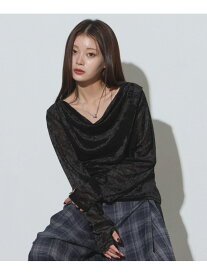 ベロアドレープトップス PAGEBOY ページボーイ トップス カットソー・Tシャツ ブラック ブルー【送料無料】[Rakuten Fashion]