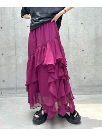 【SALE／25%OFF】ステッチフリルスカート PAGEBOY ページボーイ スカート ロング・マキシスカート グレー ピンク グリーン ブラック ホワイト【RBA_E】【送料無料】[Rakuten Fashion]