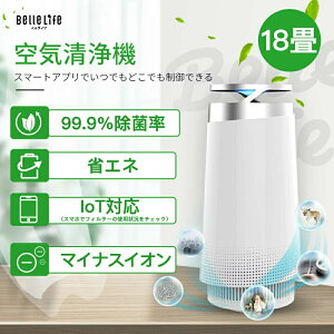 【最安値に挑戦】空気清浄機 卓上兼用 ウイルス対策 18畳 IoT スマホ制御 コンパクト 小型 花粉 PM2.5 空気循環 マイナスイオン 除菌 コロナウイルス対策 感染予防 HEPA 省エネ 静音 3段風量 脱臭