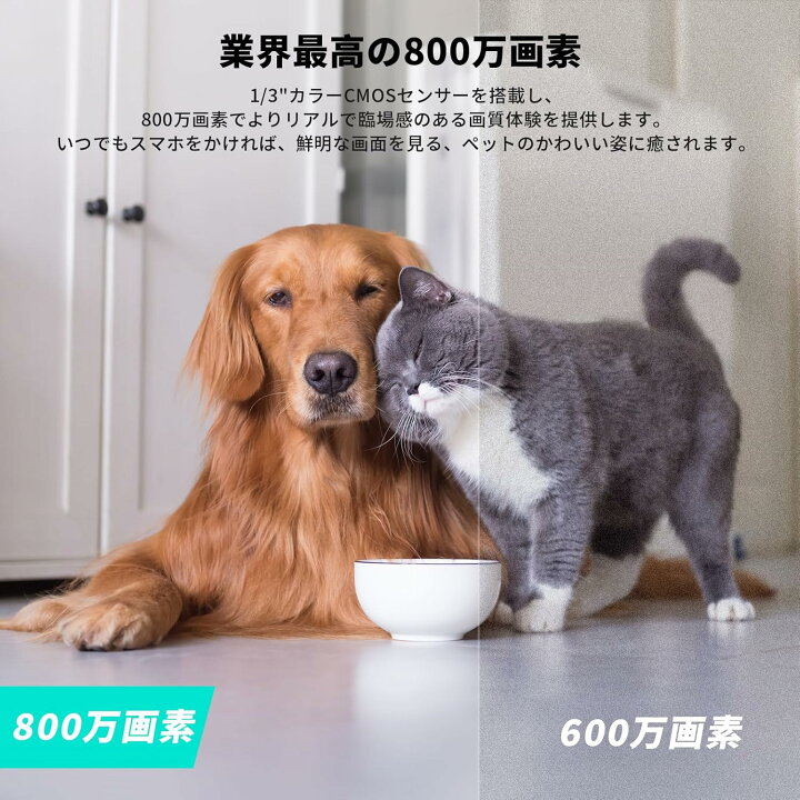 楽天市場】【臨場感溢れる800万画素・5GWIFI対応】COOAU ペットカメラ  
