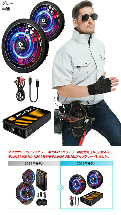 楽天市場】AIDAMAI NEWモデル ファン付き作業服 25000mAh 超高出力36V 