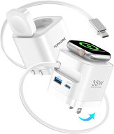 TOPADRE新登場 自動巻き取り式For アップルウォッチ 充電器 35w 4in1 Apple watch 充電器対応【伸縮70cm/…