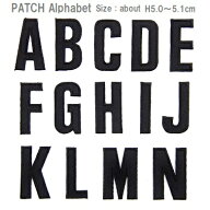 ワッペン アルファベット 黒 A〜N 《刺繍ワッペン アイロンワッペン アップリケ アルファベットワッペン …