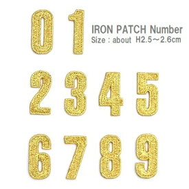 ワッペン 数字（すうじ ナンバー） 金色 0～9 《刺繍ワッペン アイロンワッペン アップリケ 小さな数字ワッペン》