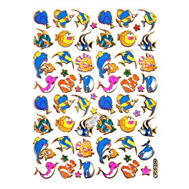 キラキラシール 海の生き物たち カラフルな魚 ヒトデ くじら ハコフグ 《メタリックシール ごほうびシール 生き物シール きらきらしーる ステッカー》