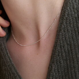 送料無料 シルバー925 ミニマル ボックスチェーンネックレス 韓国風 シンプルデザイン 金属アレルギー対応 ギフトに最適