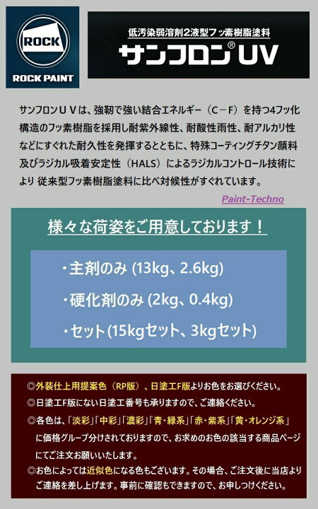 楽天市場】ロックペイント サンフロンUV 0.4kg 硬化剤のみ フッ素 塗料 