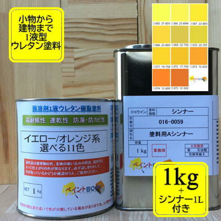 楽天市場】【シンナー1L付き】ウレタン塗料【1kg】イエロー/オレンジ系 