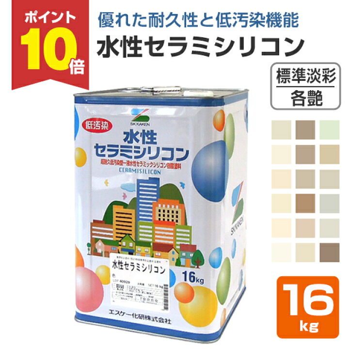 楽天市場】【P10倍！】 水性セラミシリコン 半艶/3分艶/艶消し 標準 