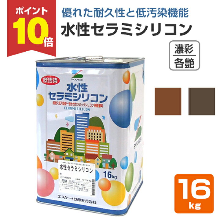 楽天市場】【P10倍！】 水性セラミシリコン 半艶/3分艶/艶消し 濃彩 