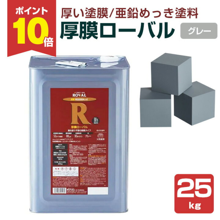 楽天市場】【ポイント10倍】 厚膜ローバル 25kg ＜グレー＞ 重ね塗り  