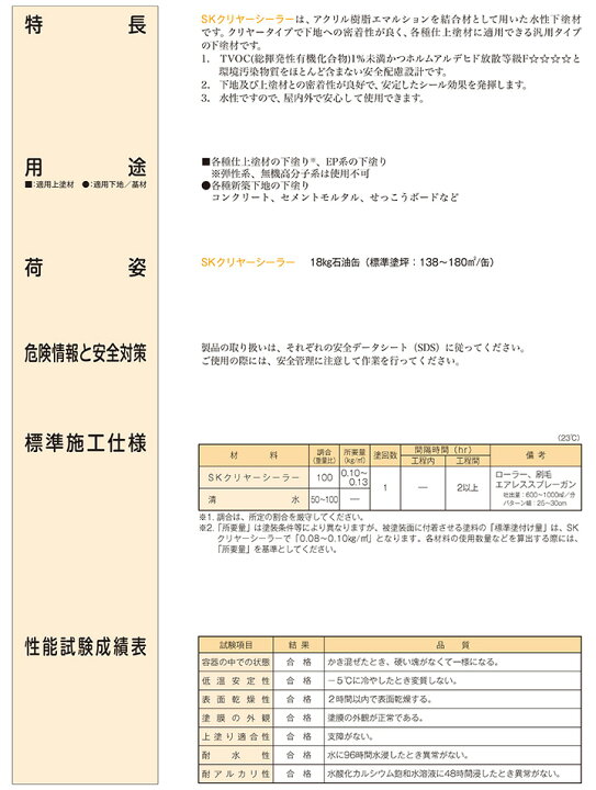 楽天市場】SK クリヤーシーラー 18kg （エスケー化研/下塗り 