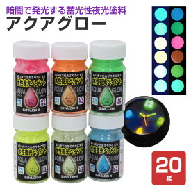 【期間限定P5倍】 【在庫処分特価セール品】アクアグロー（水性夜光ペイント） 20g 5色（蓄光塗料/夜光塗料/シンロイヒ）
