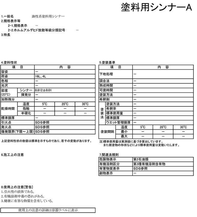 楽天市場】【期間限定P5倍】 塗料用シンナーA 16L（147759/大日本塗料 