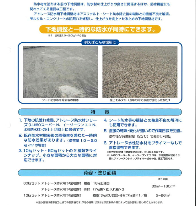 楽天市場】【下地調整】 アトレーヌ 防水用下地調整材 ＜10kgセット 