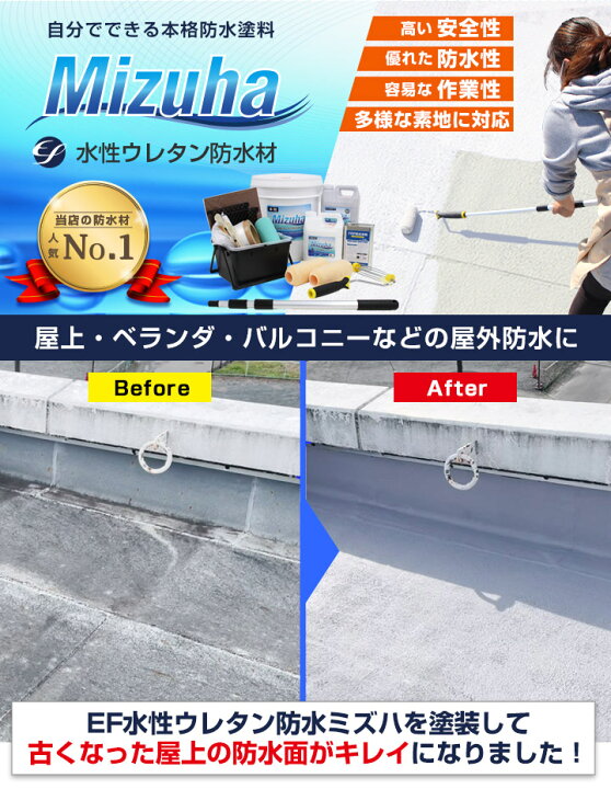 楽天市場】EF水性ウレタン防水材ミズハ 22kgセット＋FRP用具セット 