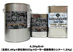 MAT.SELECT PRO(4:1タイプ) ローラー用シンナー付 4.2Kgセット 各色(塗料2.4Kg+硬化剤600g+シンナー1.2Kg)【g-select 自動車塗装用2液ウレタン艶消し塗料 車 塗装 DIY カーペイント マットカラー】