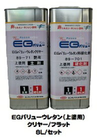 EGバリューウレタンクリヤー/EGバリューウレタンフラット(屋内用) 上塗り 各艶 (主剤＋硬化剤)8Lセット【2液 油性 ウレタン ユニオンペイント】