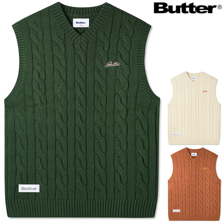 楽天市場】バターグッズ ベスト BUTTER GOODS CABLE KNIT SWEATER 