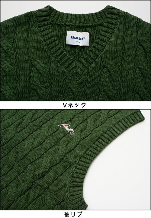楽天市場】バターグッズ ベスト BUTTER GOODS CABLE KNIT SWEATER 