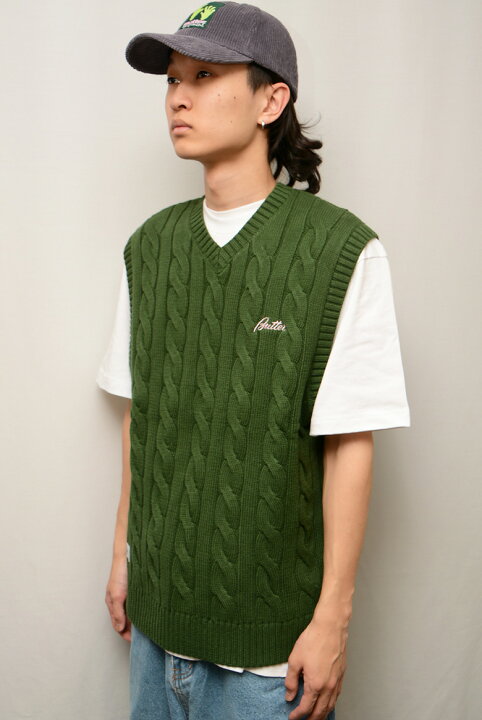 楽天市場】バターグッズ ベスト BUTTER GOODS CABLE KNIT SWEATER 