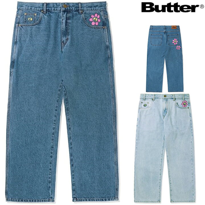 楽天市場】バターグッズ パンツ BUTTER GOODS FLOWER DENIM JEANS  